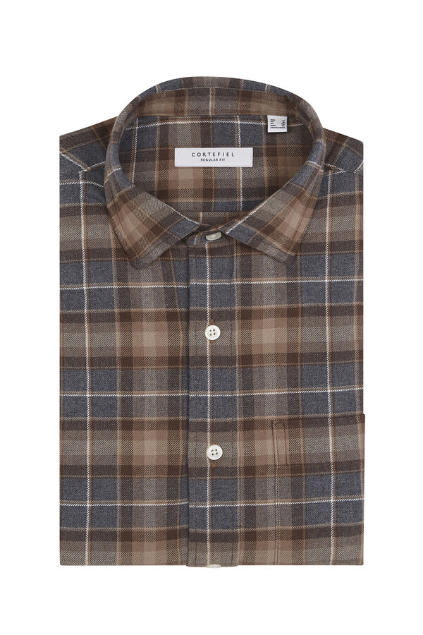 Cortefiel Checked flannel shirt Camel