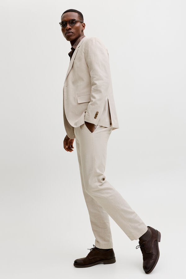 Jack & Jones Cal&ccedil;a de vestir em linho Tostado