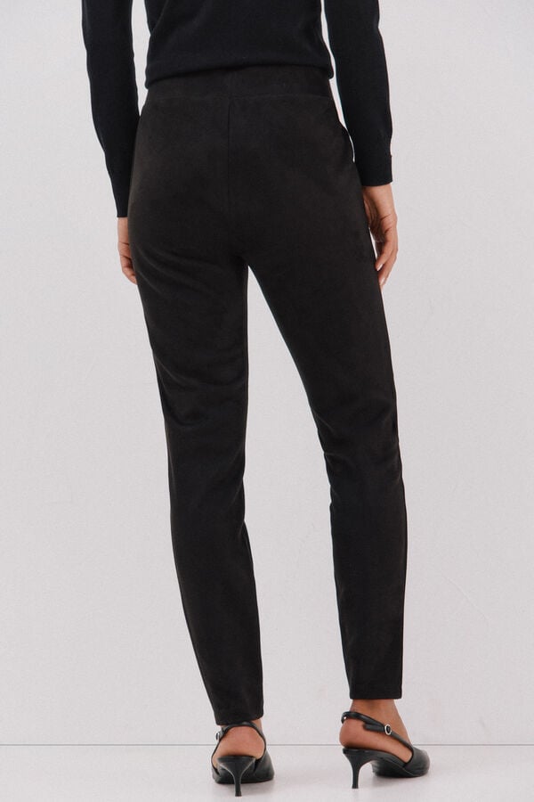Cortefiel Women's suede effect leggings Black