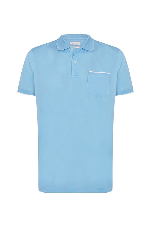 Cortefiel Coolmax® polo shirt with tipping Blue