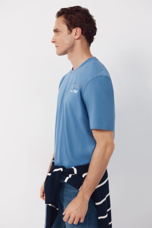 Cortefiel Graphic T-shirt Blue