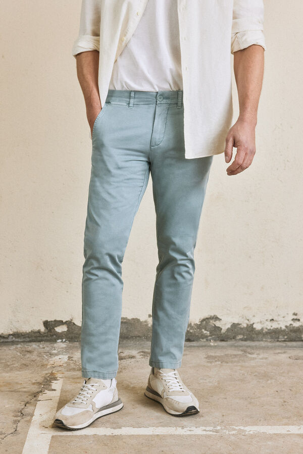 Cortefiel Slim fit chinos with elasticated waistband Green