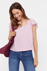 Cortefiel Combined sleeve T-shirt Lilac