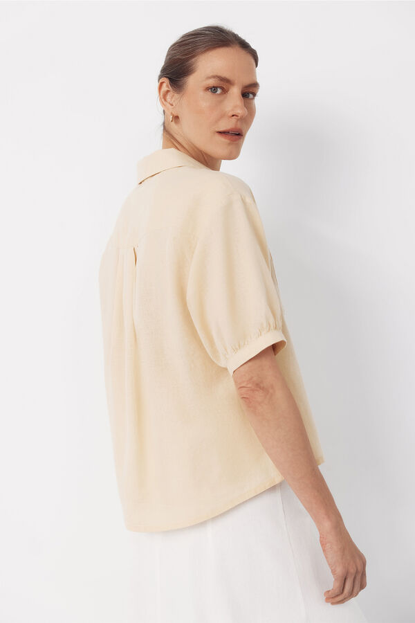 Cortefiel Rustic short sleeve shirt Yellow