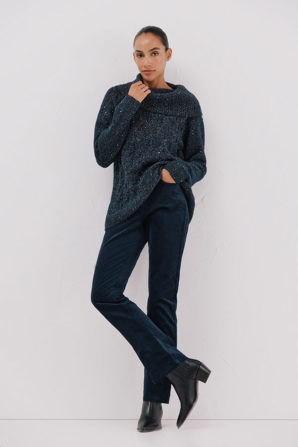 Cortefiel Jersey punto lentejuelas Navy