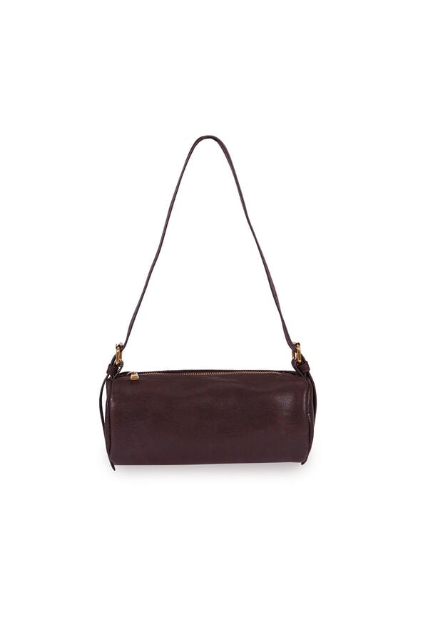 Cortefiel Shoulder barrel bag Dark brown