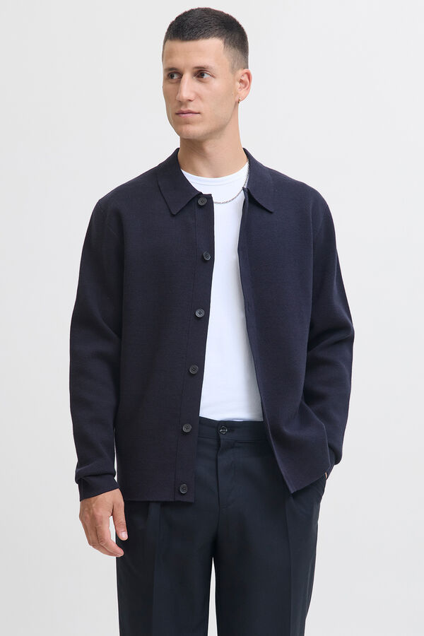 Jack & Jones Cardigan de gola polo Azul