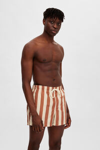 Cortefiel Printed swim shorts with elasticated waist. Grey