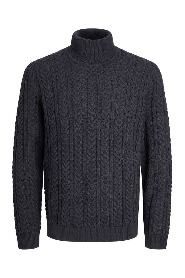 Jack & Jones Camisola de malha gola em tricô trançado Azul