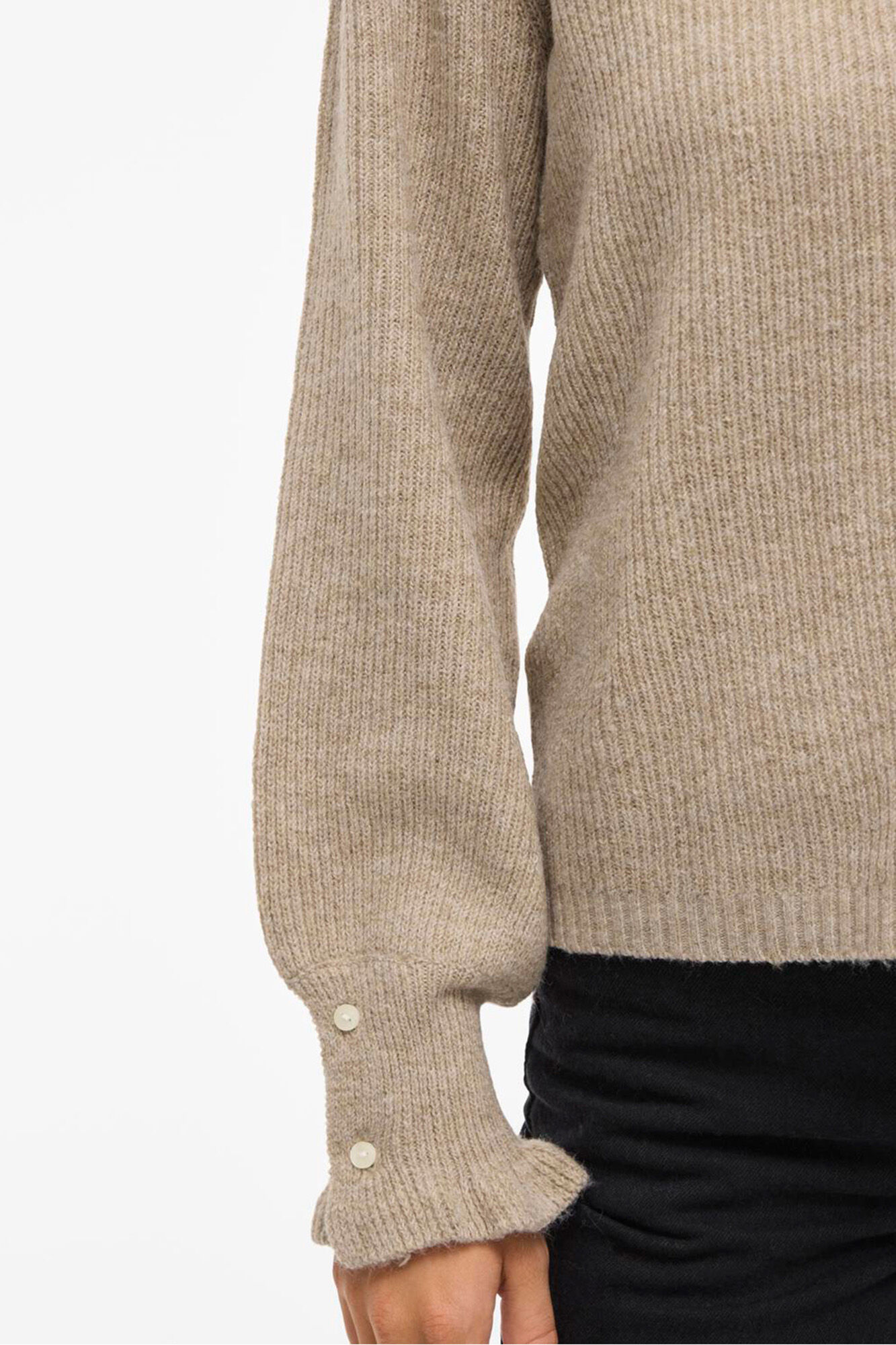 Vila Casaco de malha de malha com punhos franzidos