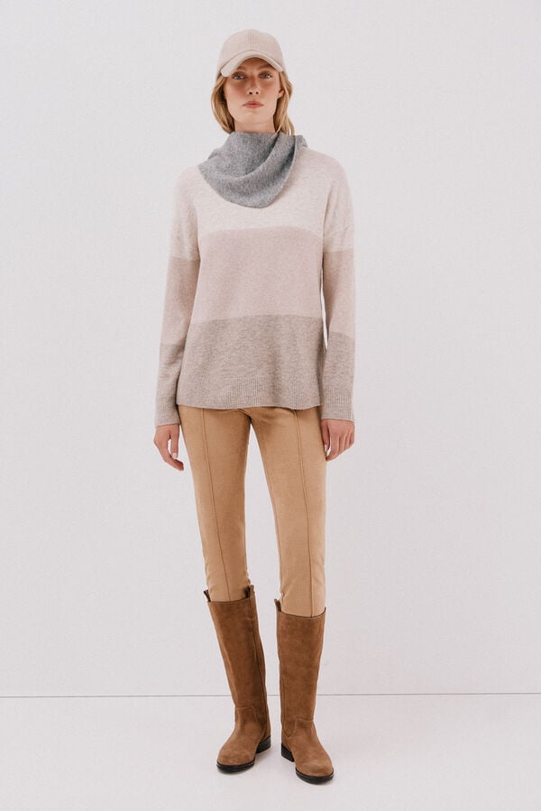 Cortefiel Women's suede effect leggings Beige