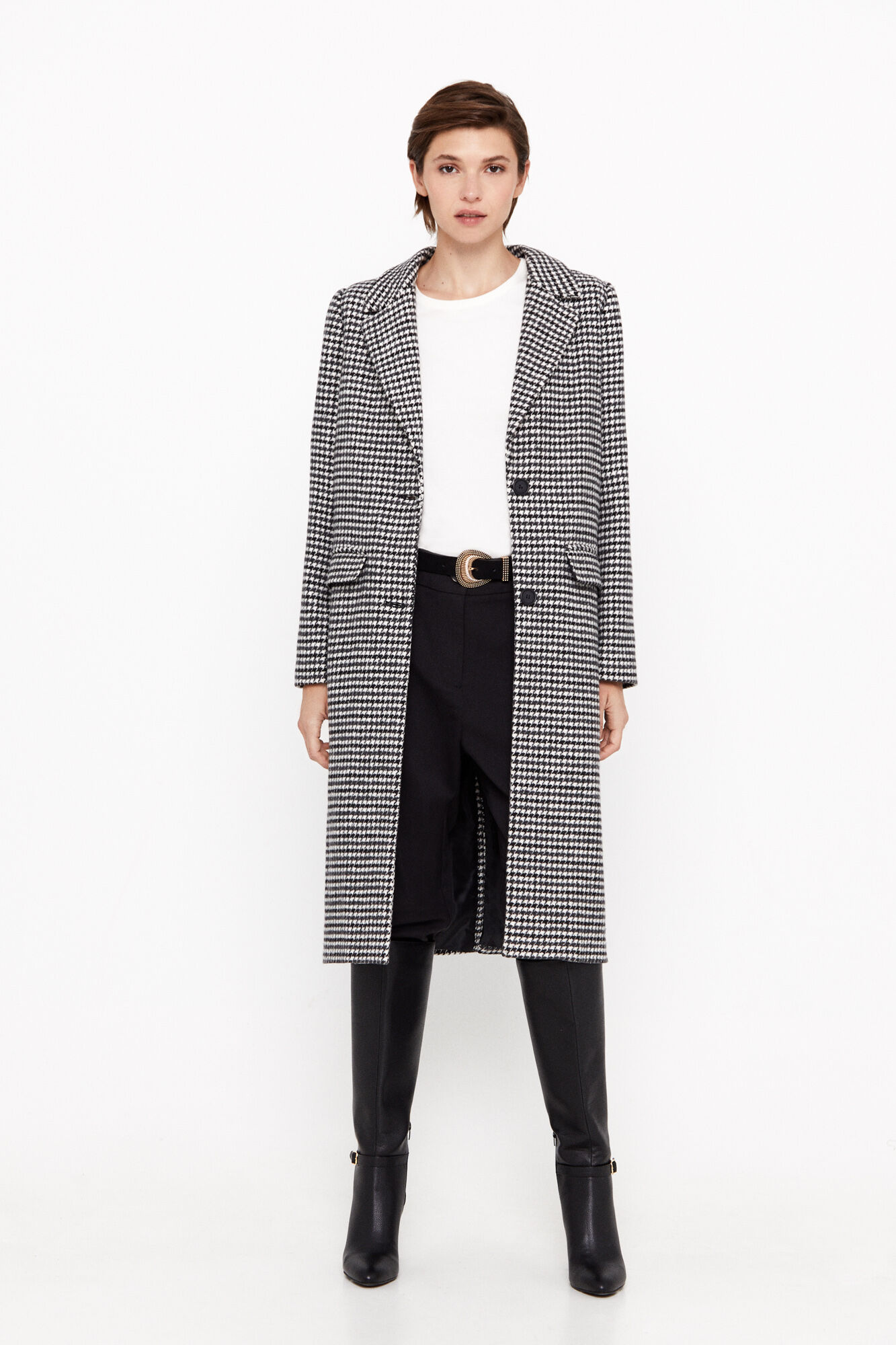 Womens long checked coats outlet