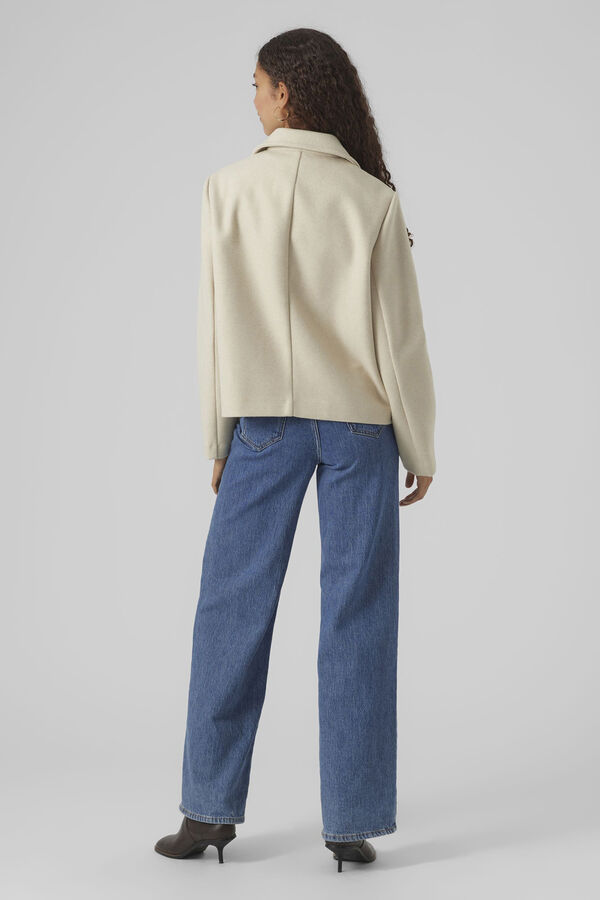 Vero Moda Jaqueta curta feminina com botões Cinzento