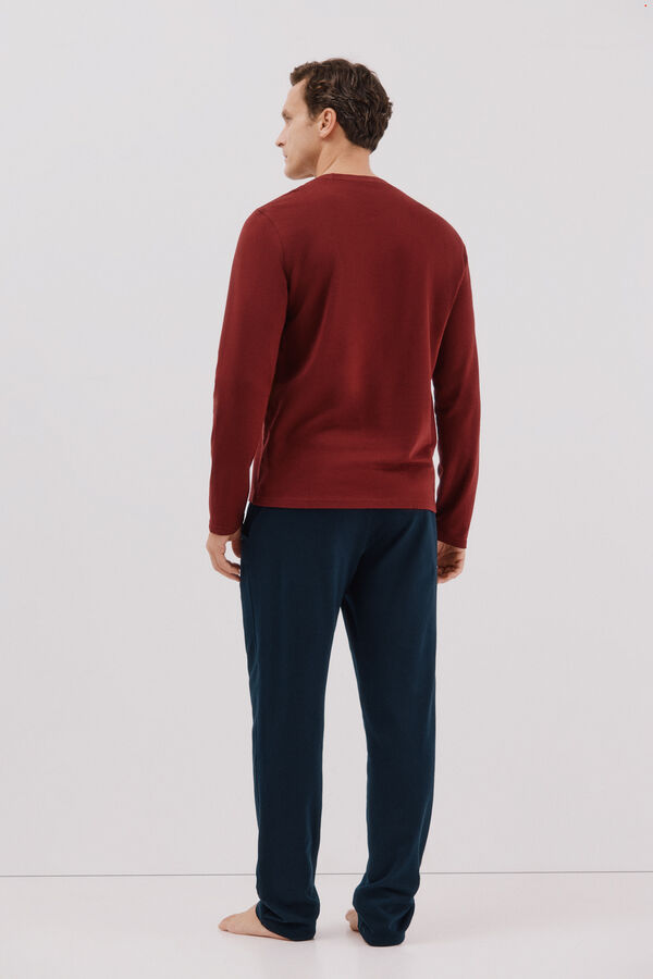 Cortefiel Fleece jersey-knit pyjamas set Maroon