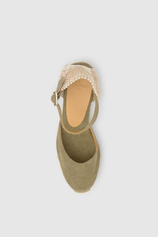 Casta&ntilde;er Natural jute wedge espadrille Kaki