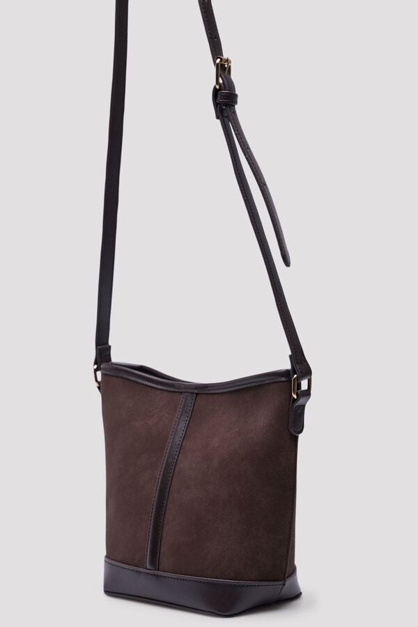 Cortefiel Bucket crossbody bag Dark brown