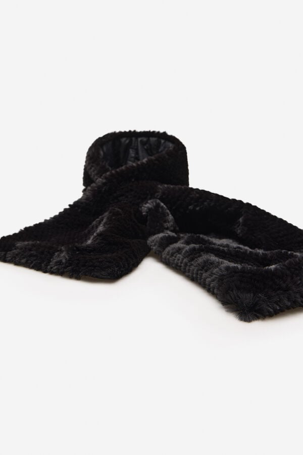 Cortefiel reversible fur collar Black