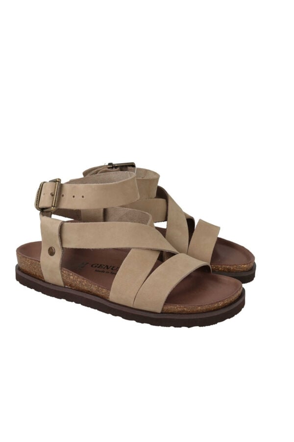 Genuins Sand&aacute;lia de pele Castanho