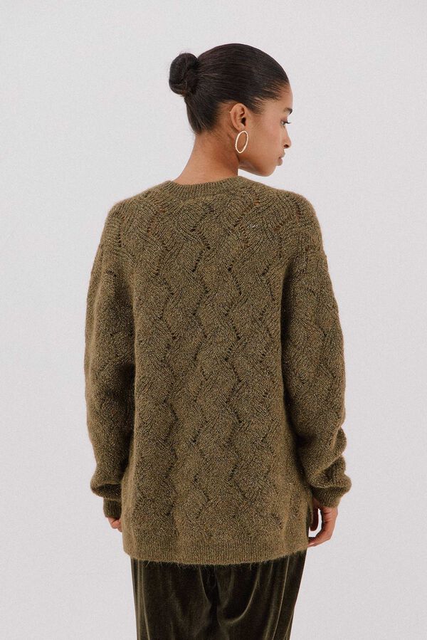 Cortefiel Jersey delantero lentejuelas. Green