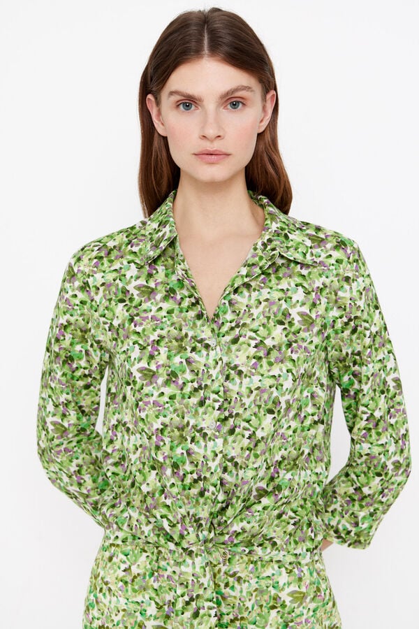 Cortefiel Printed shirt with knot Multicolour