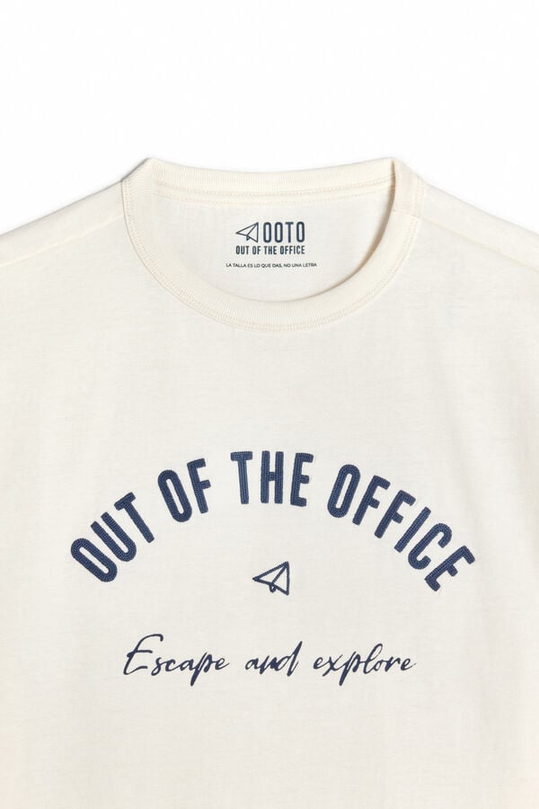 Cortefiel Camiseta con bordado Out of the Office Crudo