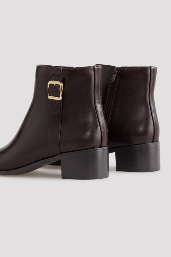 Cortefiel Buckle ankle boot Dark brown