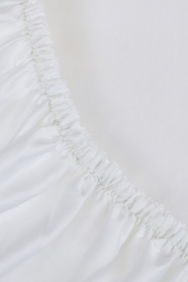 Cortefiel Lençol Bajera Satén 400 Hilos  Cama 150-160 cm Branco