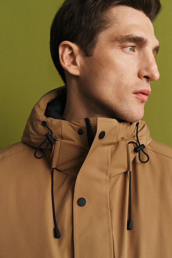 Cortefiel Hooded parka Camel