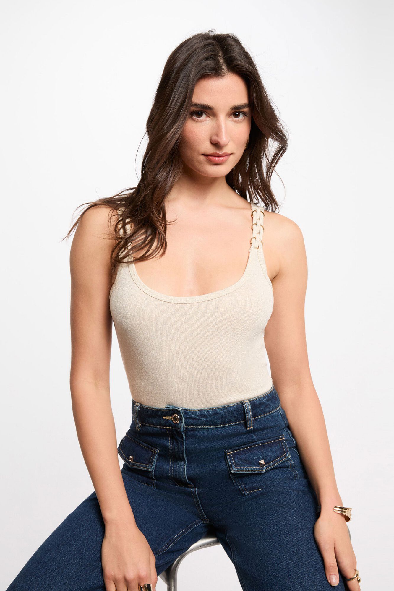 Morgan Camiseta ajustada cuello redondo