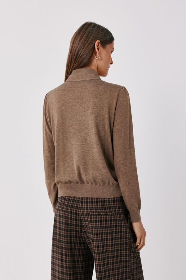 Cortefiel Tie neck cardigan Brown