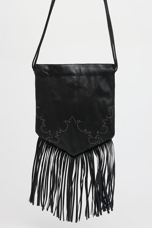 Slowlove Fringed bucket bag Black