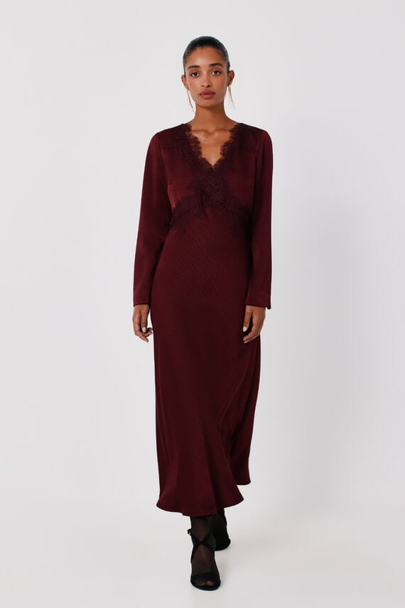 Vestido satinado encaje