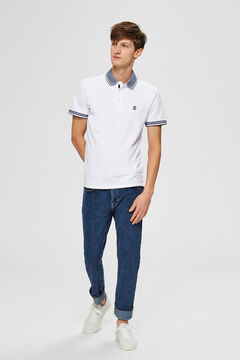 Cortefiel Short-sleeved polo shirt White
