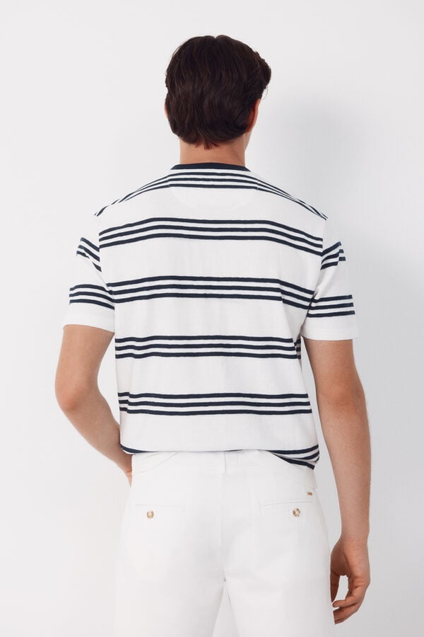Cortefiel Striped structure T-shirt White