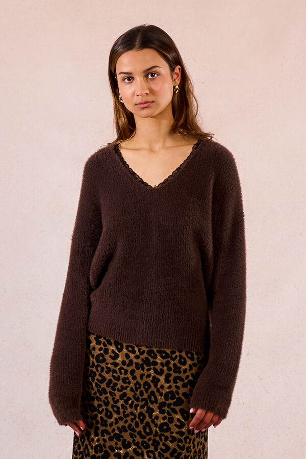 Molly Bracken Camisola de manga comprida com renda em renda Castanho