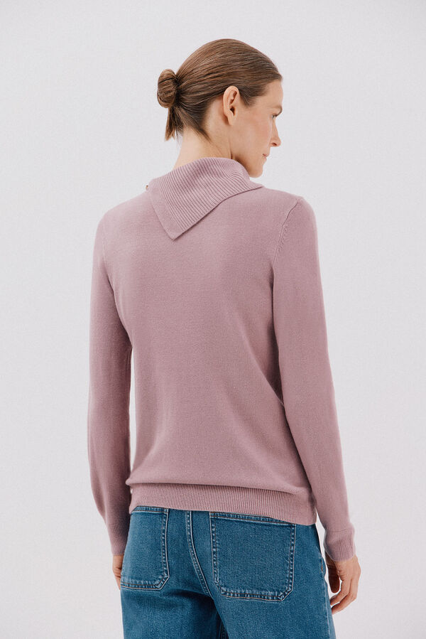 Cortefiel Button neck jumper Lilac