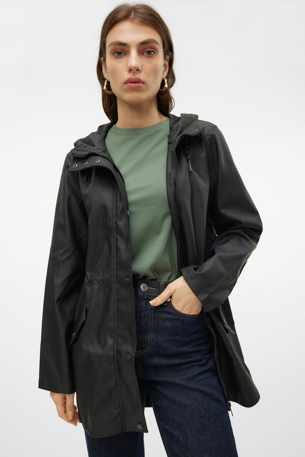 Vero Moda Impermeável de manga comprida com capuz Preto