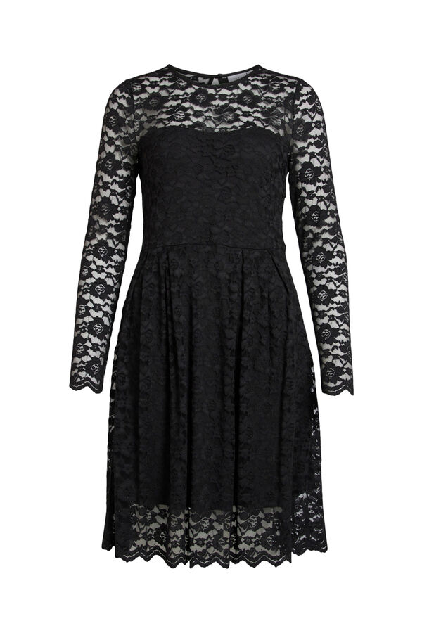 Cortefiel Long-sleeved lace dress Black