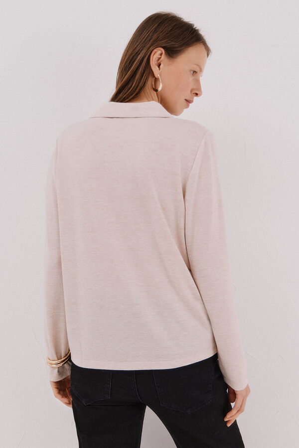 Cortefiel Jersey-knit knit shirt Ivory