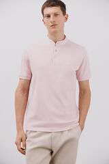Cortefiel Mandarin collar polo shirt Pink