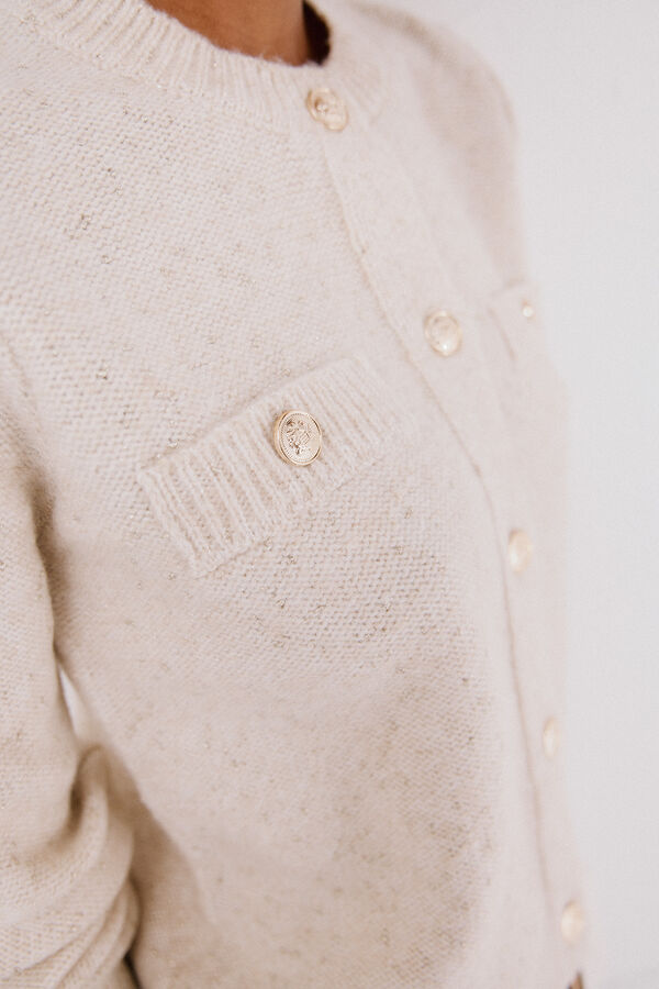 Cortefiel Short jacket with buttons Ivory
