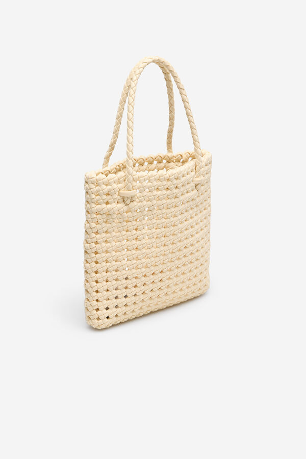 Cortefiel Fabric braided handbag Ivory