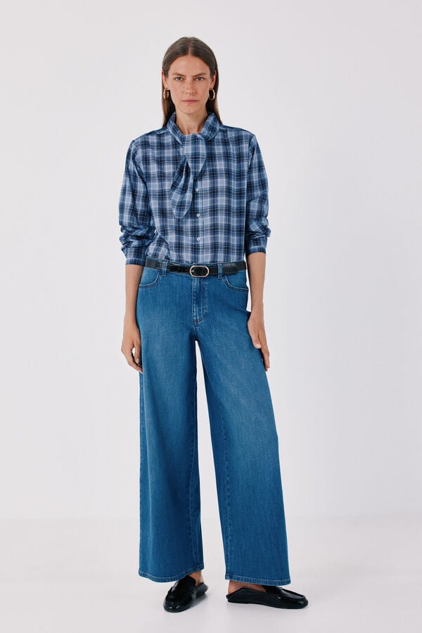 Cortefiel Long palazzo jeans Blue