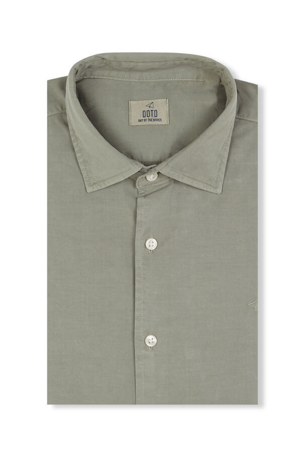 OOTO Camisa liso de algodão tencel sarja Verde