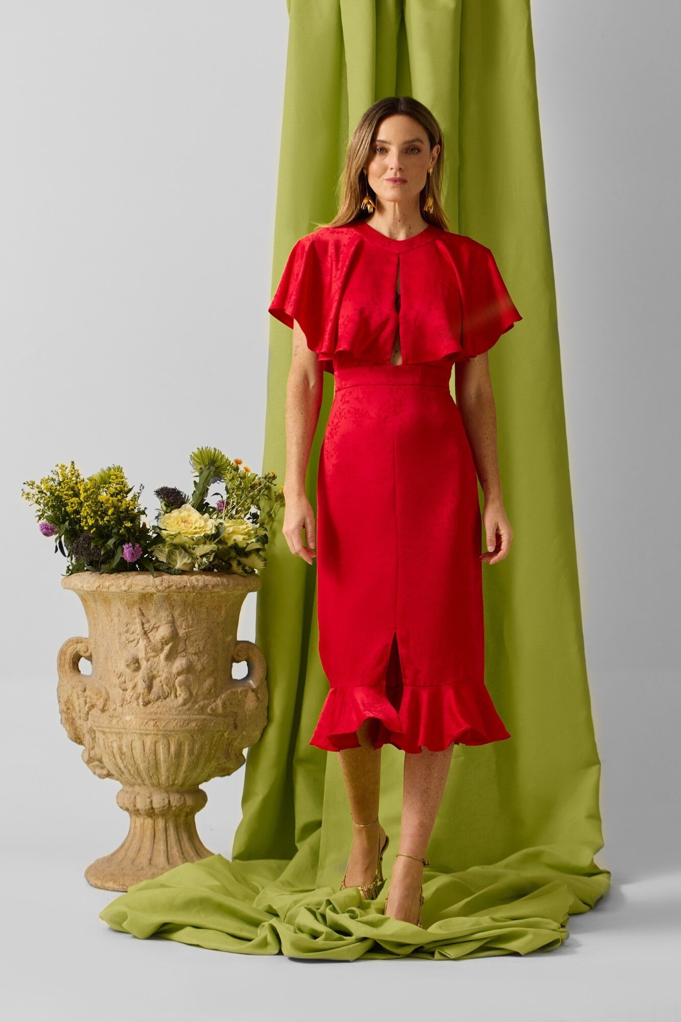 Silbon Vestido capa jacquard cole&ccedil;&atilde;o evento