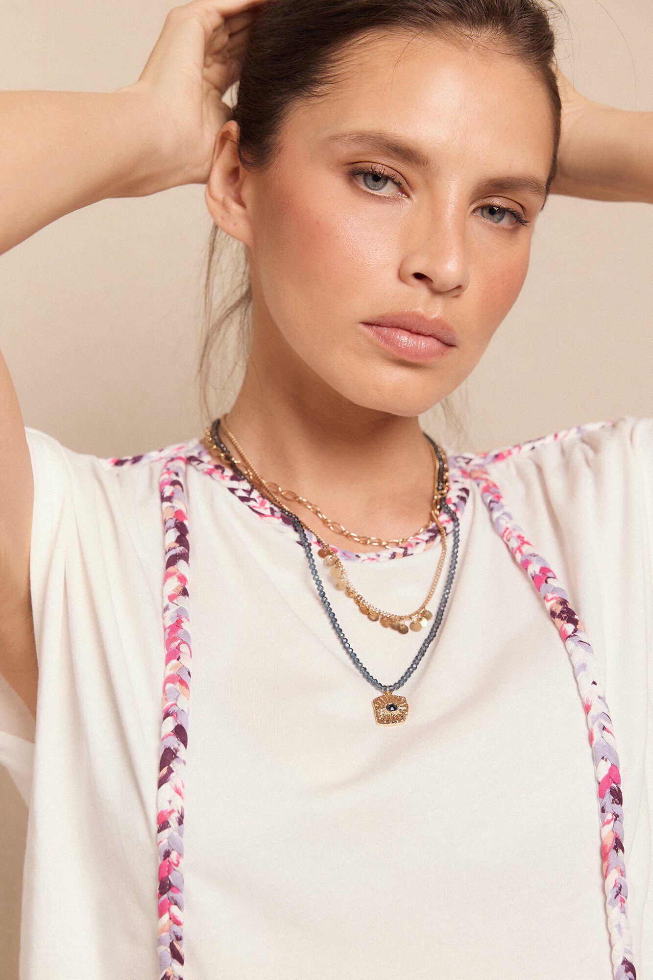 Slowlove Camiseta tran&ccedil;ada franzida