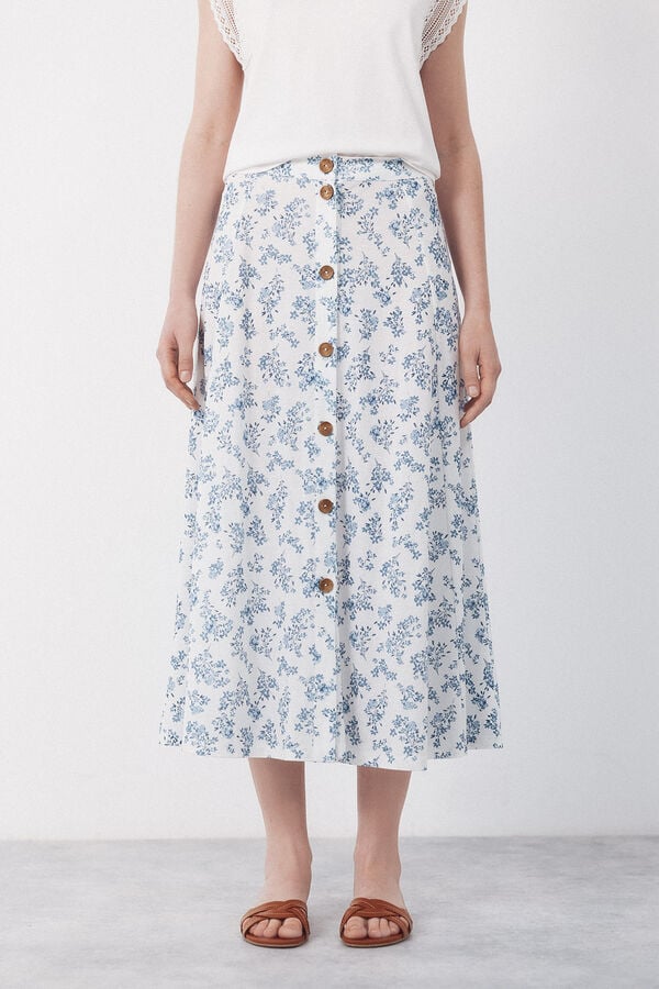 Cortefiel Midi circle skirt Printed blue
