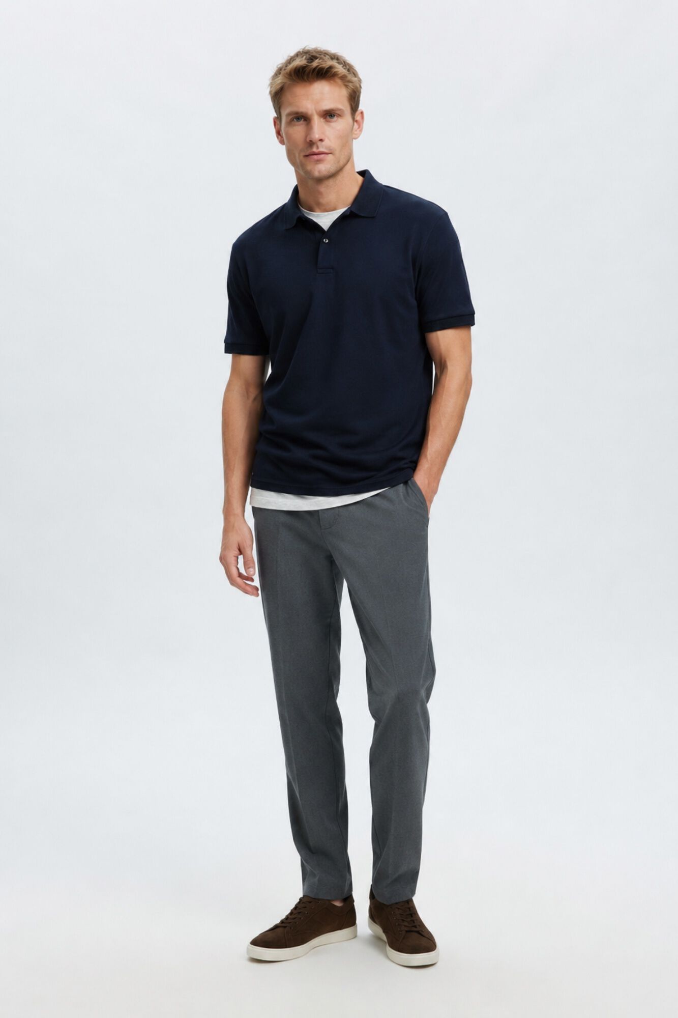Selected Polo b&aacute;sico em piqu&eacute;