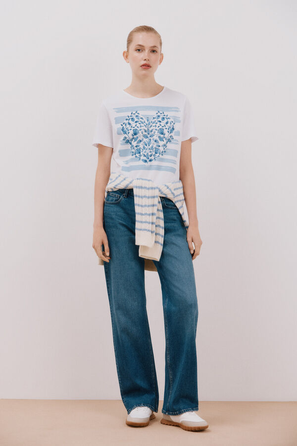 Cortefiel Printed t-shirt White