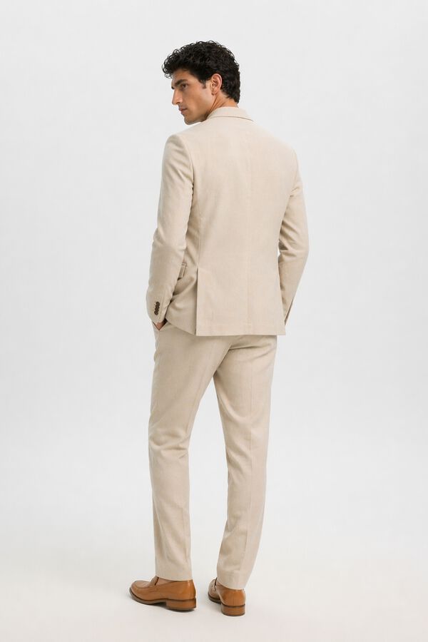Selected Linen jacket with flap Beige
